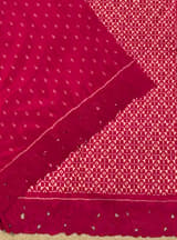 Beetroot Pink Cambodian–inspired Ikkat Silk Saree with cutwork Rose Border