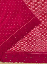 Beetroot Pink Cambodian–inspired Ikkat Silk Saree with cutwork Rose Border