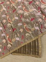 Antique Brown Banarasi Tissue checks Saree with Sabyasachi Borders SS50439