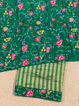 Emerald Green Banarasi Tissue stripes Saree with petite point embroidery SS50213
