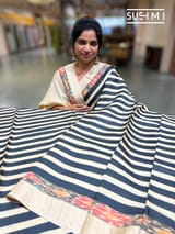 Tussar stripes printed saree