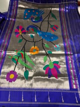 Purplish BluePure handloom paithani silk saree with single muniya border SS50378