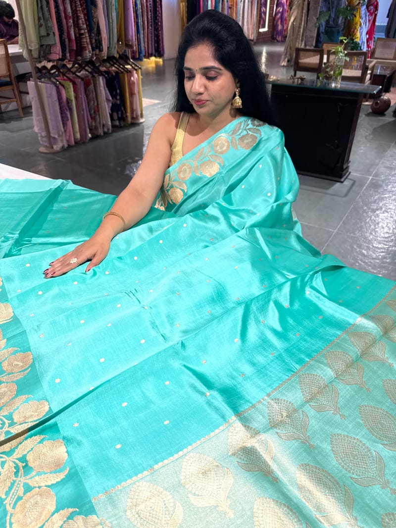 Seablue Poona Silk Saree