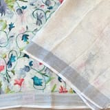 Floral printed handloom lenin saree