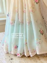 Ombre Dyed Floral Printed Pure Linen Saree