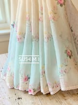 Ombre Dyed Floral Printed Pure Linen Saree