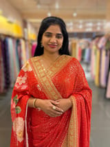 Red Georgette Sequence saree with sabhyasachi borders and printed blouse SS50516