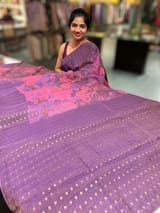 Wine Printed Tussar Tissue Saree SS50451