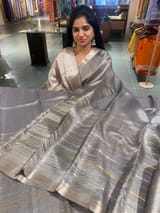 Greyish Silver Handloom Tissue Saree SS50385