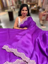 Purple Pure Organza Handwork Saree with heavy Designer Blouse SS50598