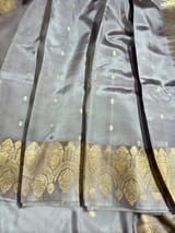 Dusty Mauve Poona Silk Saree with heavy weaving Mashru Open Border