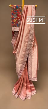 Maroon Banarasi tonchoi with pen kalamkari Blouse : D62F025