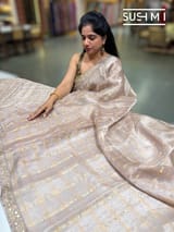 Dusty mauve champagne banarasi checks tissue