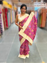 Rose Pink Pure tussar with patola inspired embroidery: S62F191