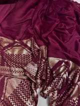Wine pure Satin Saree with designer sequence border and blouse SS5035