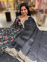 Black Pure Organza Handwork Saree with heavy Designer Blouse SS50252