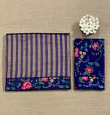 Blue Banarasi Tissue stripes Saree with petite point embroidery SS50215