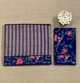 Blue Banarasi Tissue stripes Saree with petite point embroidery SS50215