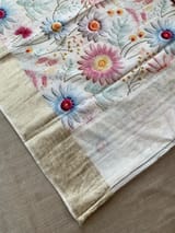 Ivory Pure Handloom Chiniya Silk Saree with stunning Floral Print and zari borders SS5099
