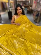 Lime yellow Designer Ektara Banarasi Silk Saree
