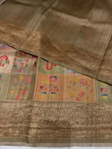Olive Printed Banarasi Tussar