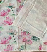 Pure lenin saree with statement Pichwai Print
