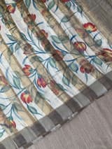 Mul silk handpainted Saree with tissue stripes