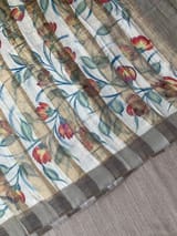Mul silk handpainted Saree with tissue stripes