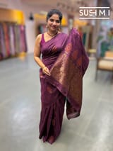 Wine Banarasi Handloom Dupion Rawsilk Saree : S62F099