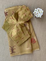 Gold tissue saree in half and half style