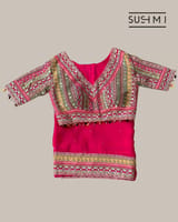 Bright Pink Designer Organza saree SS50247