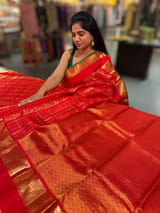 Chilli Red Vintage Checks Kanjeevaram Saree SS50156