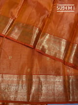 Fanta Orange Vaira Oosi stripes Vintage kanjeevaram Saree