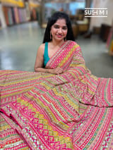 Printed crepe silk with allover sequnce : S62F127