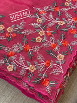 Ruby Pink Banarasi Jute Tissue stripes saree DSCL042