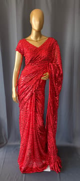 Georgette sequence saree with stitched blouses