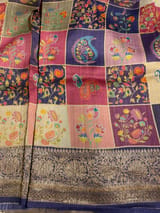 Purple Printed Banarasi Tussar SS50454