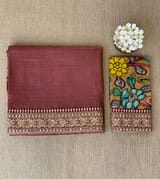 Wine kora Muslin Tissue fusion saree SS50204
