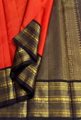 Orange & Dark Brown Combo Vaira Oosi Stripes Vintage Kanjeevaram Saree SS50165