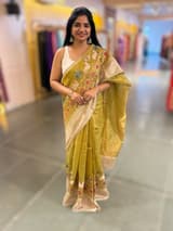 Lime Green Designer Tissue Saree SS50202
