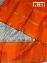 Ivory vintage checks kanjeevaran saree: S62F155