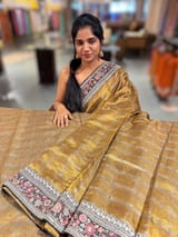 Antique Gold Tissue checks Saree with sabhyasachi borders