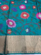 Peacock Blue Kanchi Soft Silk Saree with embroidery : S62F174