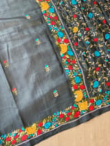 Elephant Grey Pure Handloom Tussar Saree