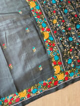 Elephant Grey Pure Handloom Tussar Saree