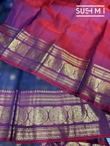 Midnight Blue Vintage Checks Kanjeevaram Saree : S62F118