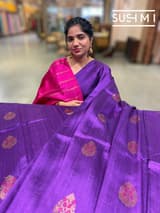 Brinjal Banarasi Handloom Dupion Rawsilk Saree : S62F102