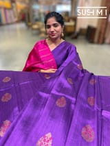 Brinjal Banarasi Handloom Dupion Rawsilk Saree : S62F102