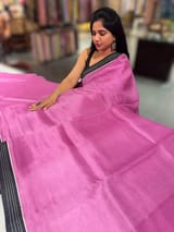 Rose Pink Organza Saree with embroidered blouse SS50273