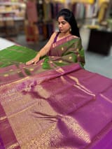 Green Vintage kanchi Saree with temple border SS50161